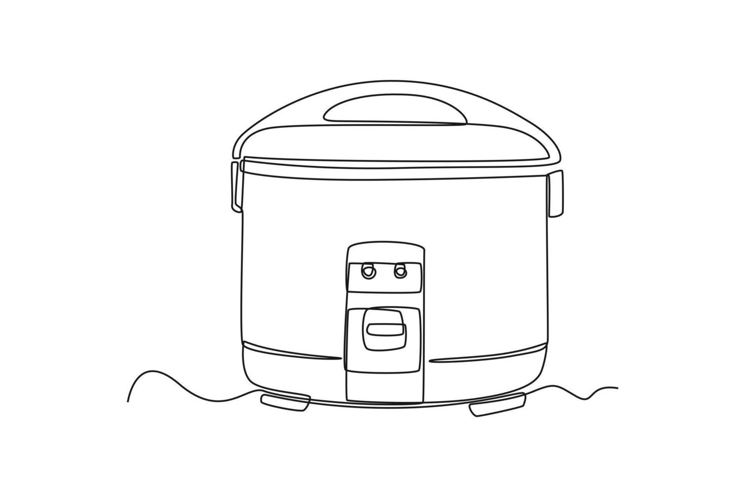 Continuous one line drawing rice cooker. Home appliances concept. Single line draw design vector graphic illustration.