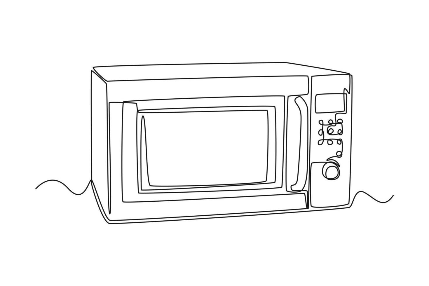 Continuous one line drawing microwave. Home appliances concept. Single