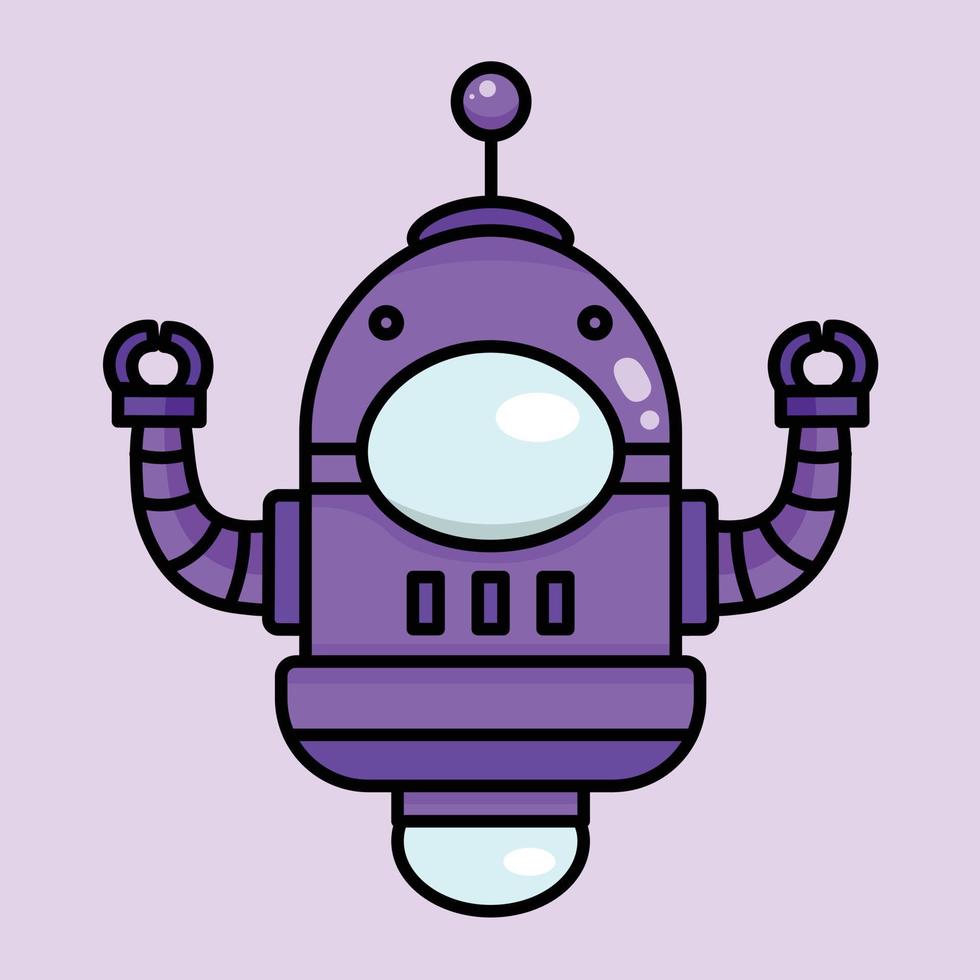 plano estilo púrpura linda robot ilustración vector