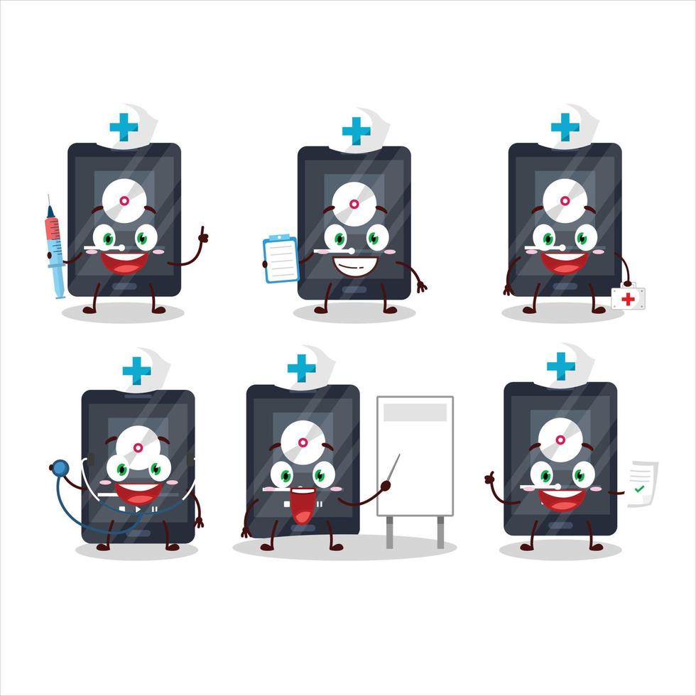 Doctor profession emoticon with ipod music cartoon character vector