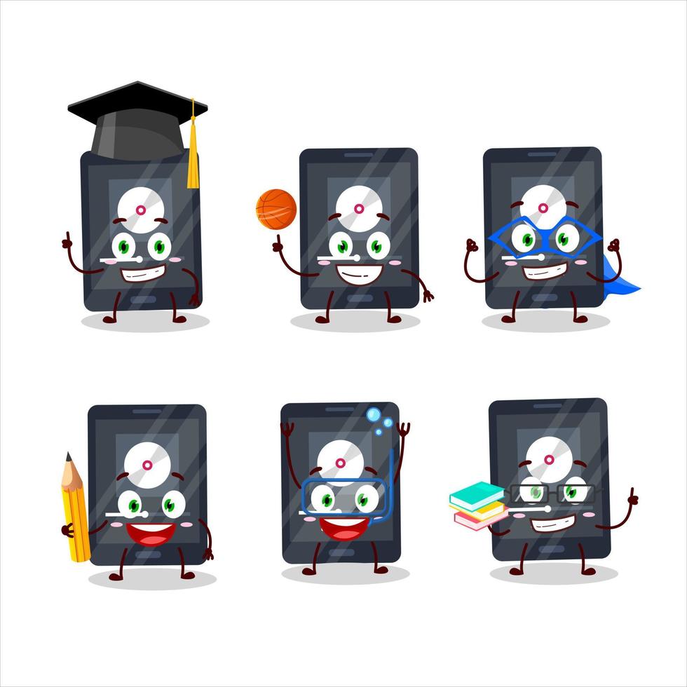 colegio estudiante de iPod música dibujos animados personaje con varios expresiones vector