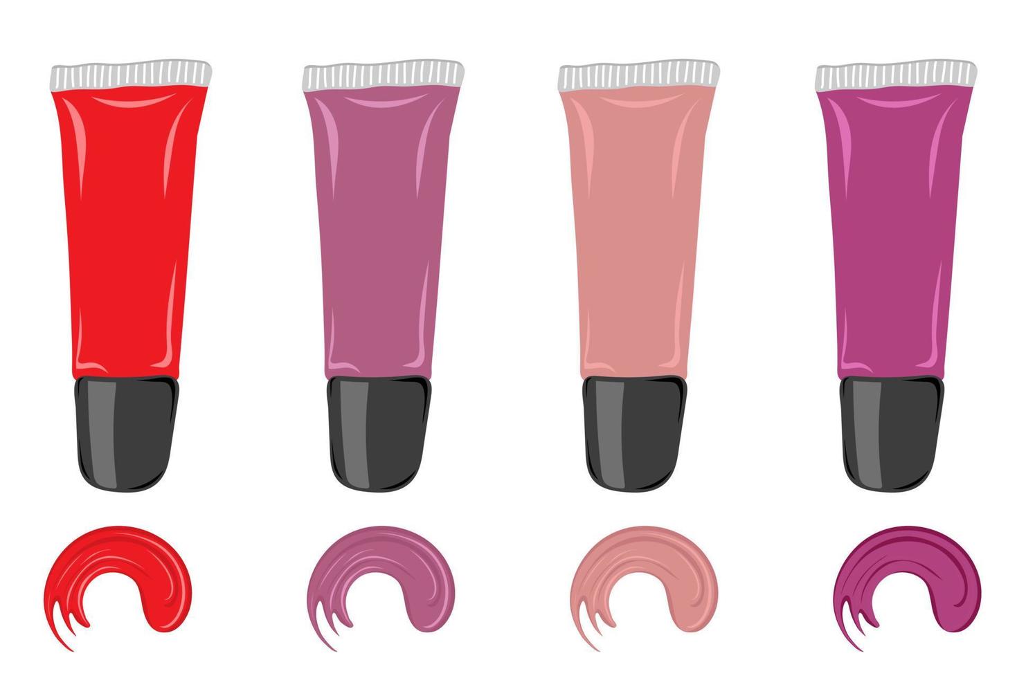 Set of  lip gloss tube. Makeup  and beauty concept vector