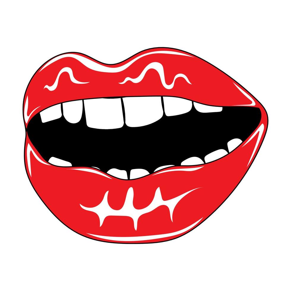 Sexy female lips with red lipstick vector