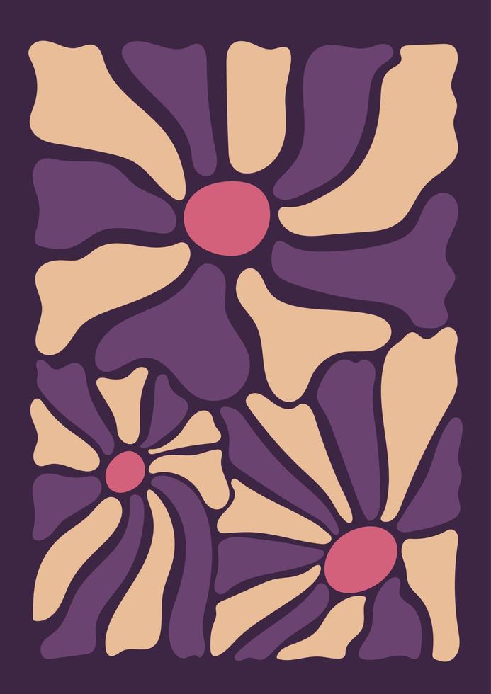 Abstract blossom print in naive art style vector