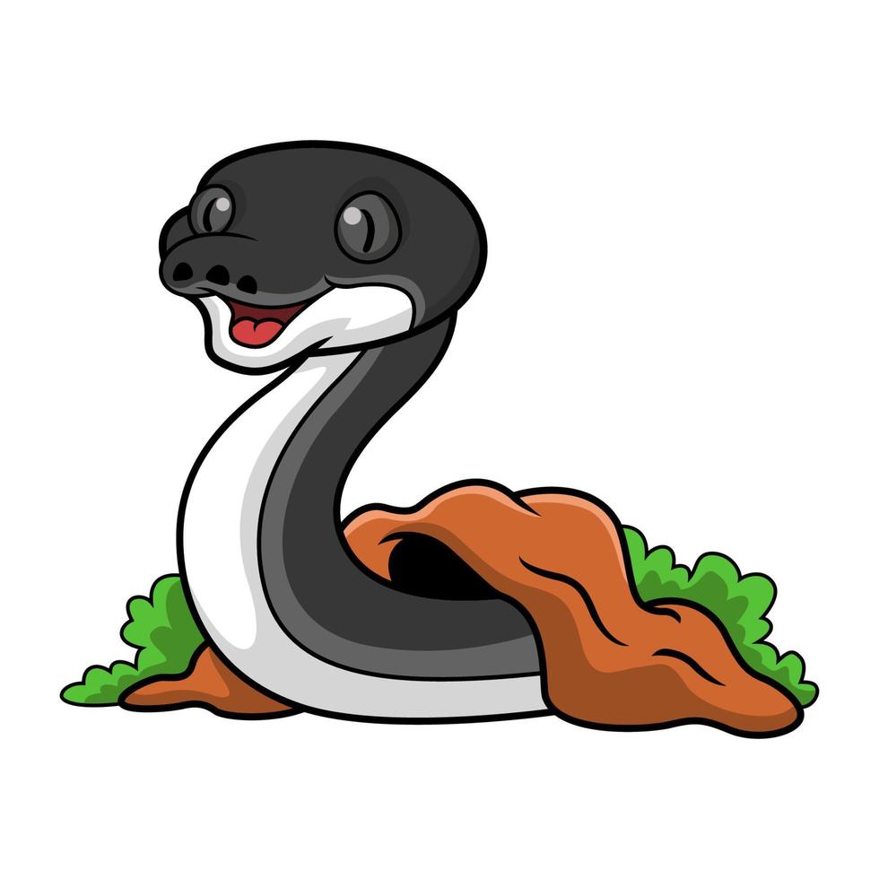 Cute albertisi snake cartoon out from hole vector