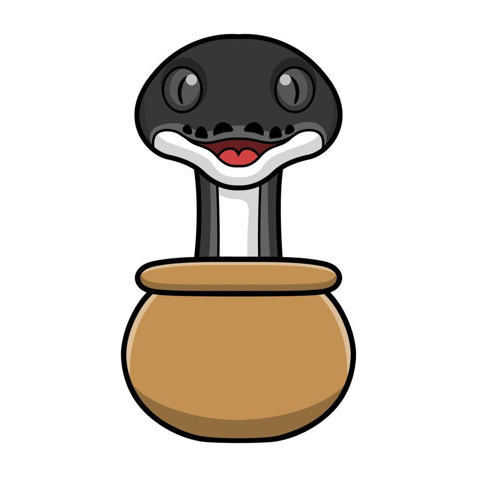 Cute albertisi snake cartoon inside the sack vector