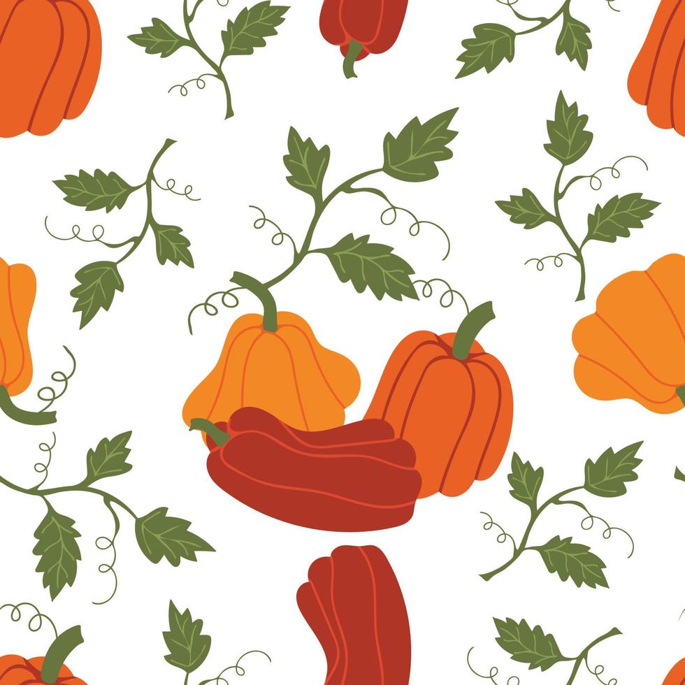 Seamless pattern with colorful pumpkins vector