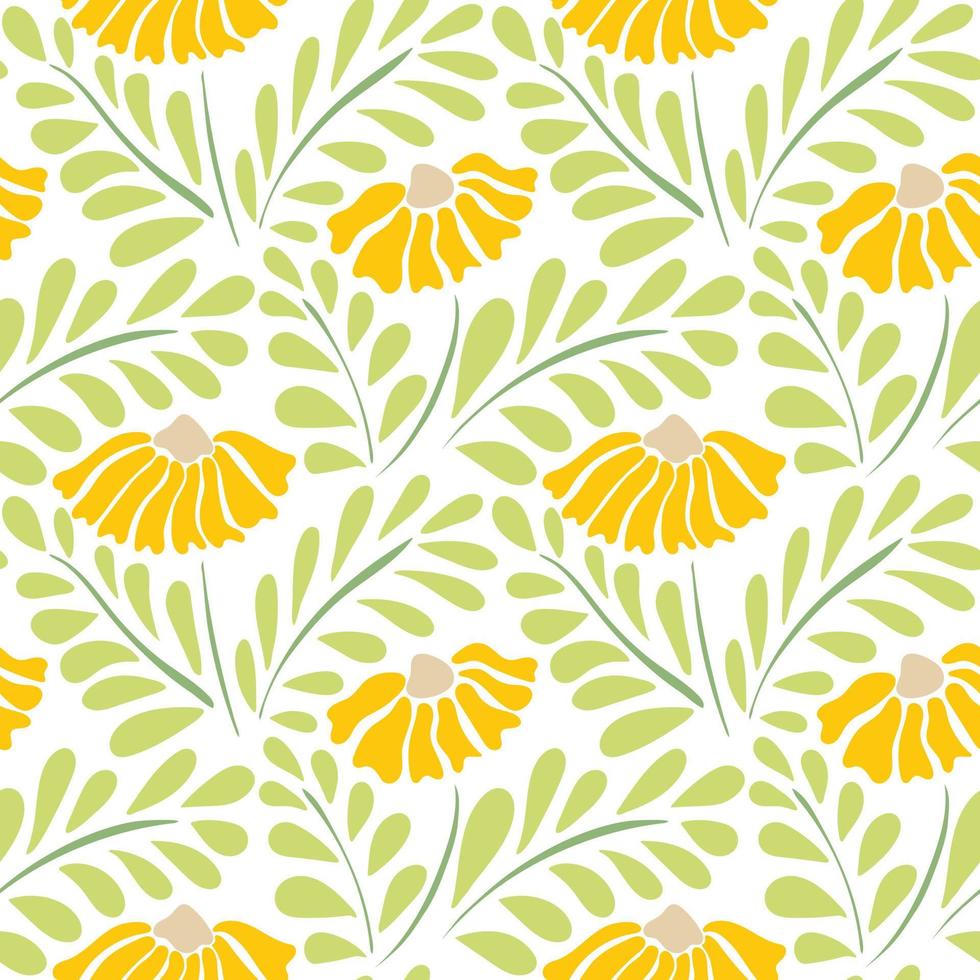 sin costura modelo con vistoso retro maravilloso amarillo margaritas vector