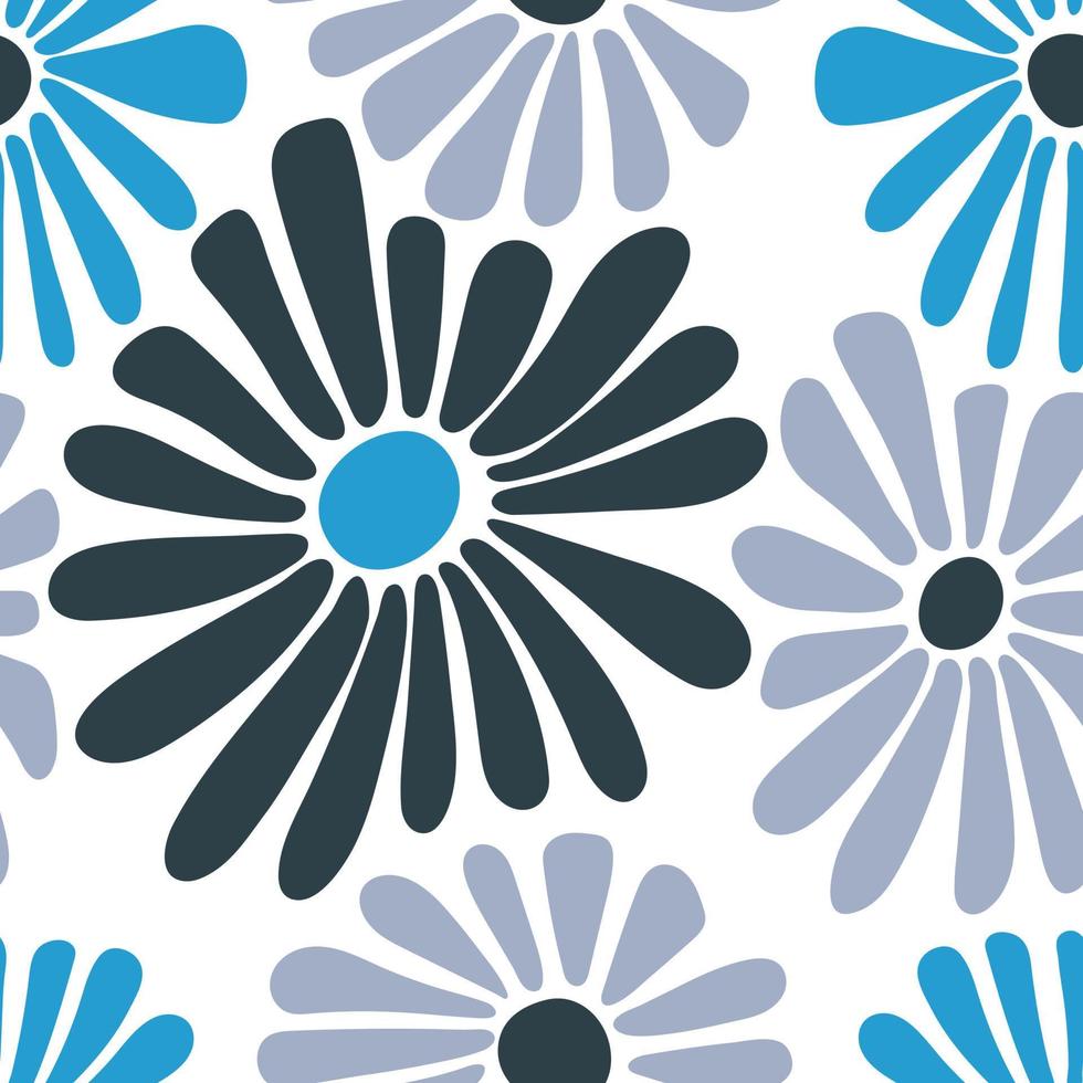 Seamless pattern with colorful retro groovy daisies vector