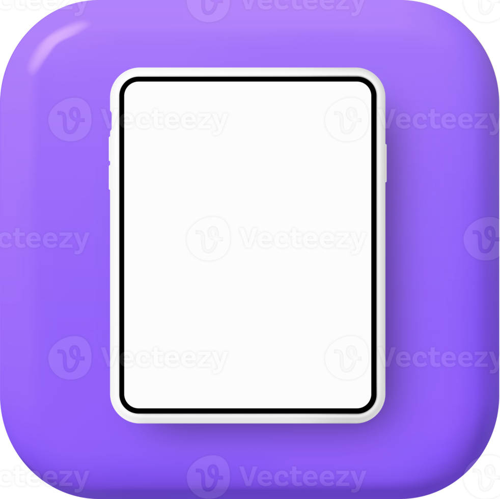 smartphone tablet 3d white screen. mobile phone Isolated illustration. png