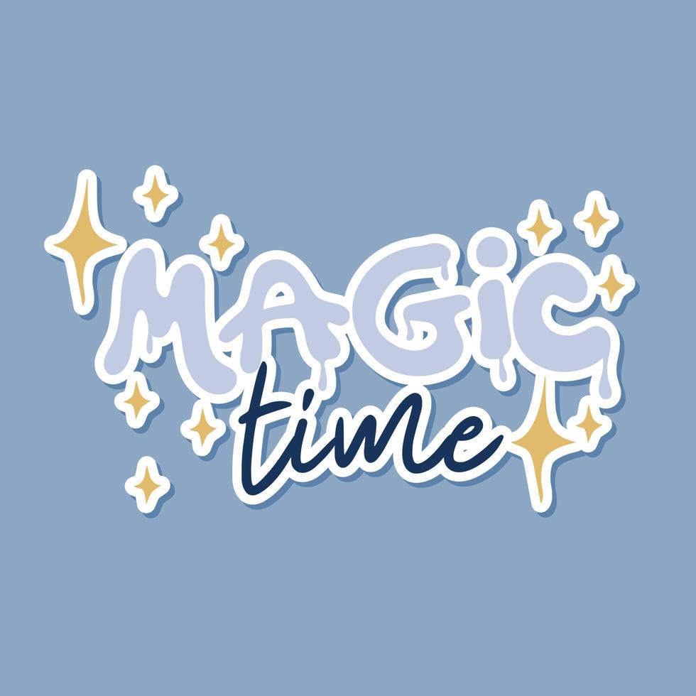 Magic time sticker with stars. Winter Holiday concept vector