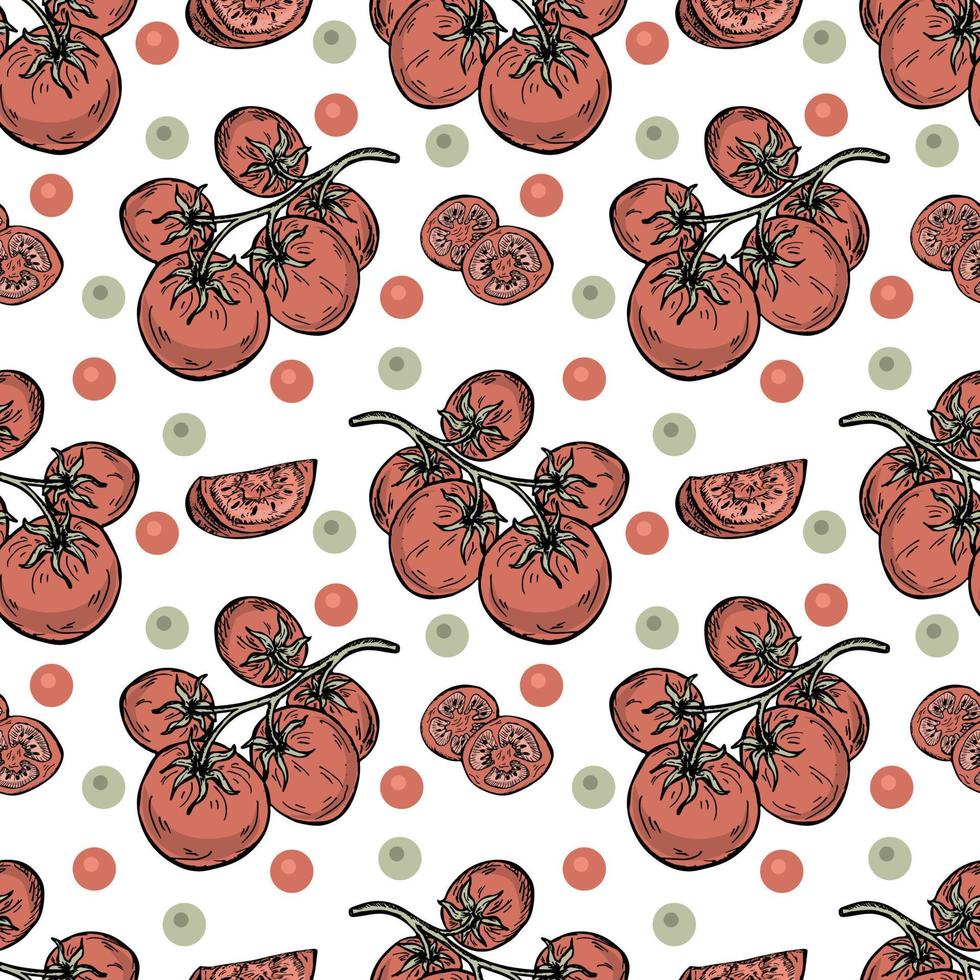 Seamless pattern of Cherry tomato vector