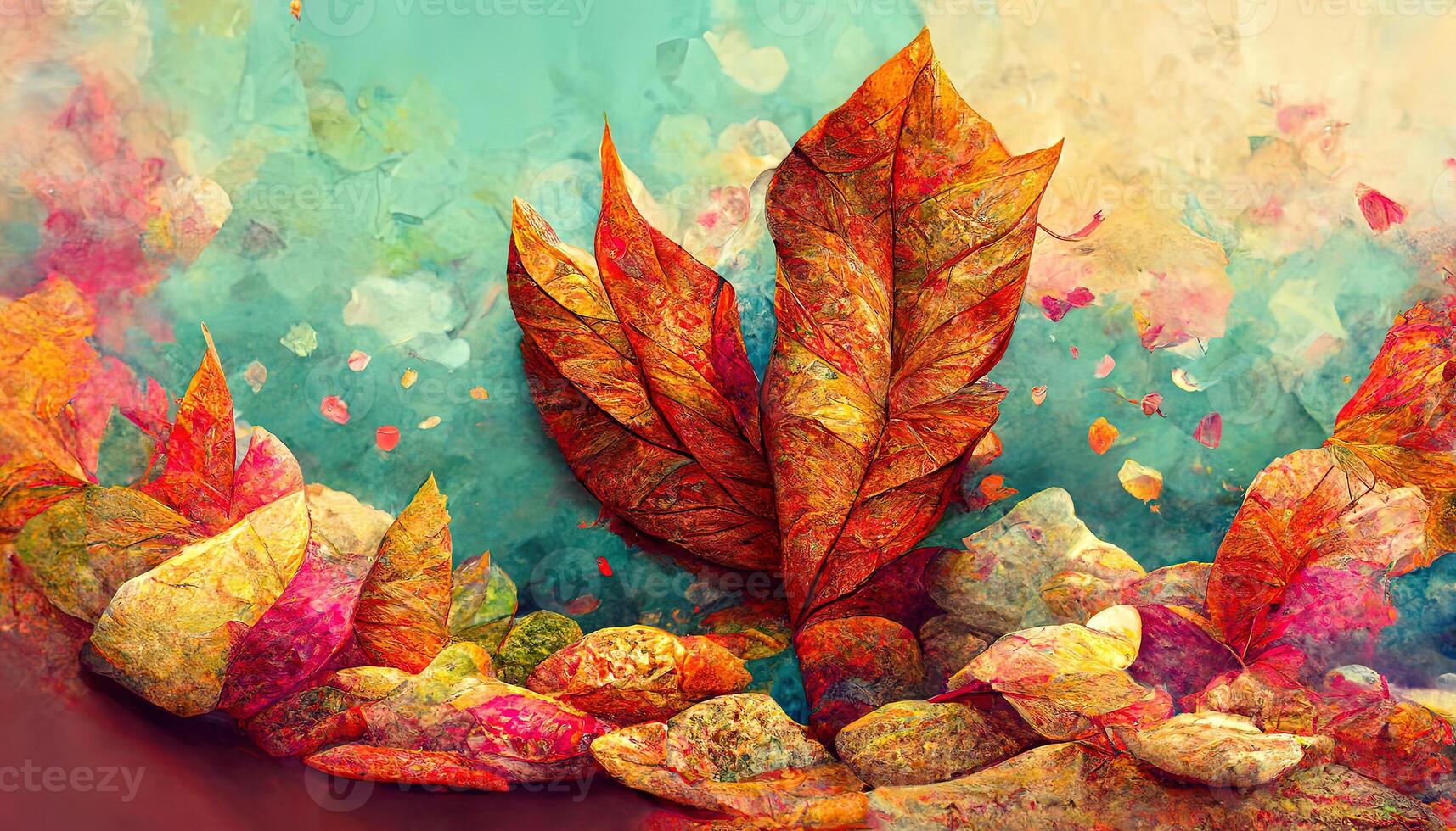 Background design template with red leaves. photo