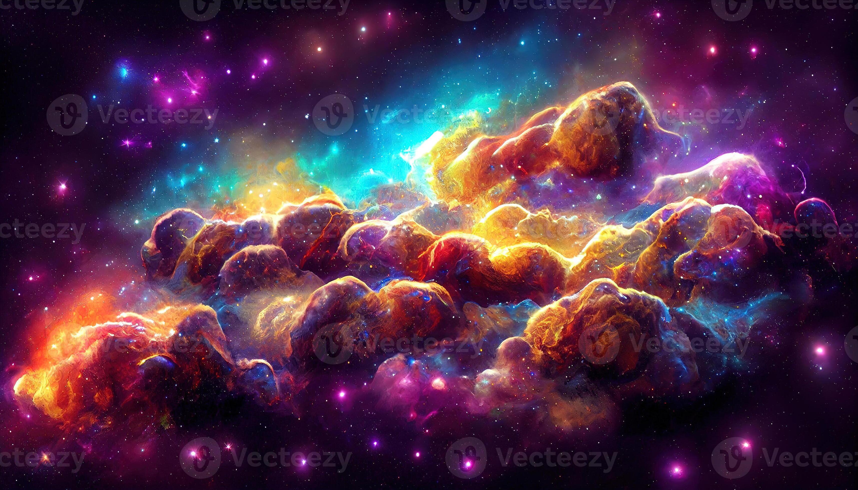 Nebula and galaxies, science fiction wallpaper. Beauty of deep