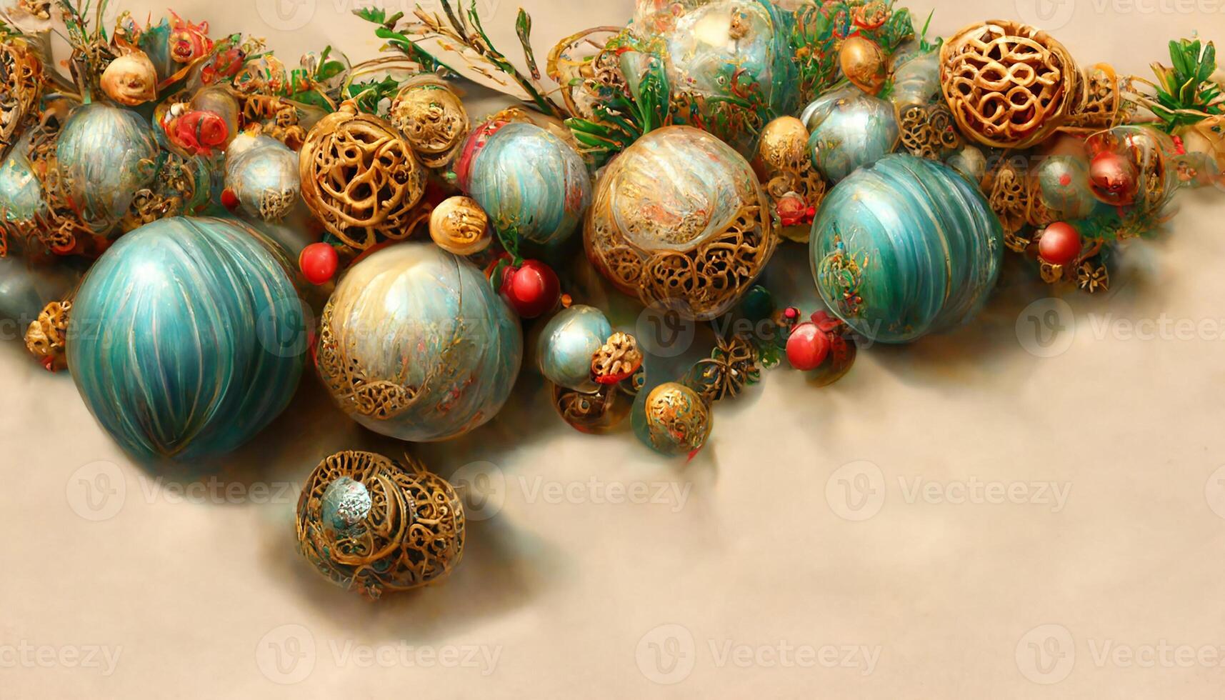 Christmas balls in orange background. photo