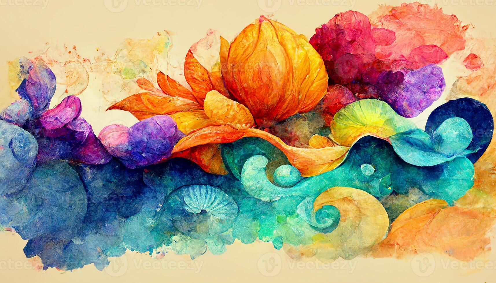 Surprising Bright colorful watercolor paint background texture. photo