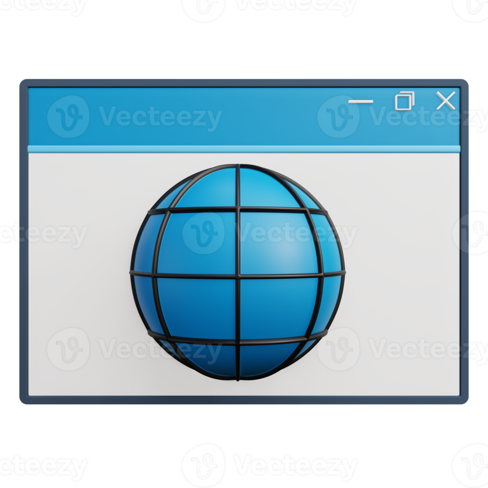 web browser 3d illustration with transparent background png