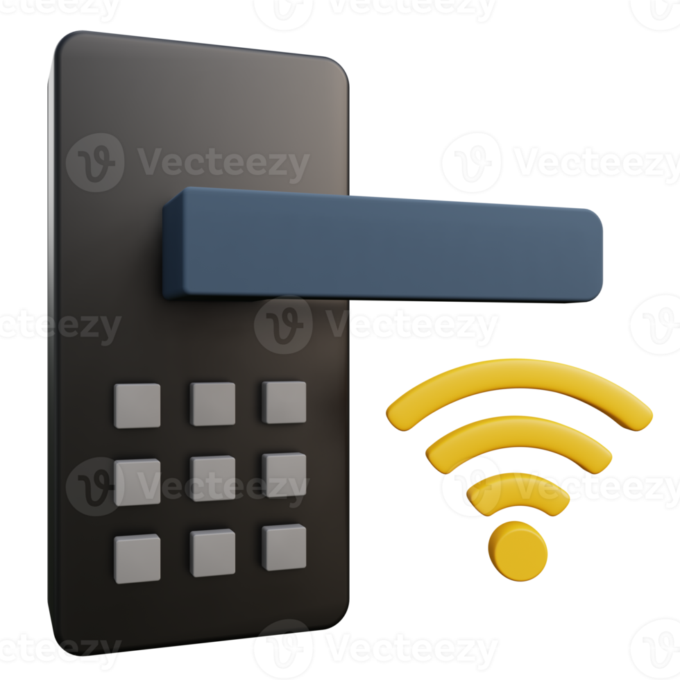 smart door 3d illustration with transparent background png