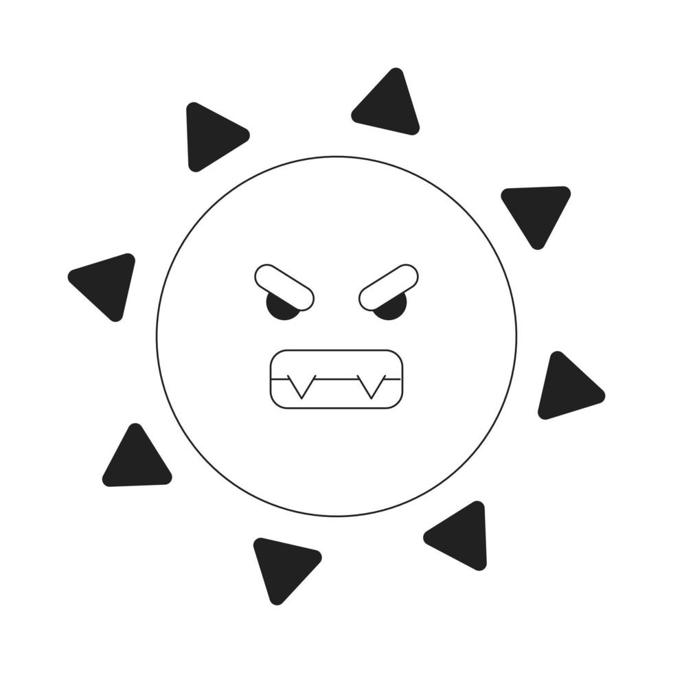 Dangerous summer sun monochromatic flat vector character. Excessive ultraviolet exposure. Editable thin line full sized icon on white. Simple bw cartoon spot image for web graphic design, animation