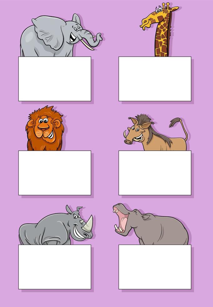 animal characters with cards or banners design set vector