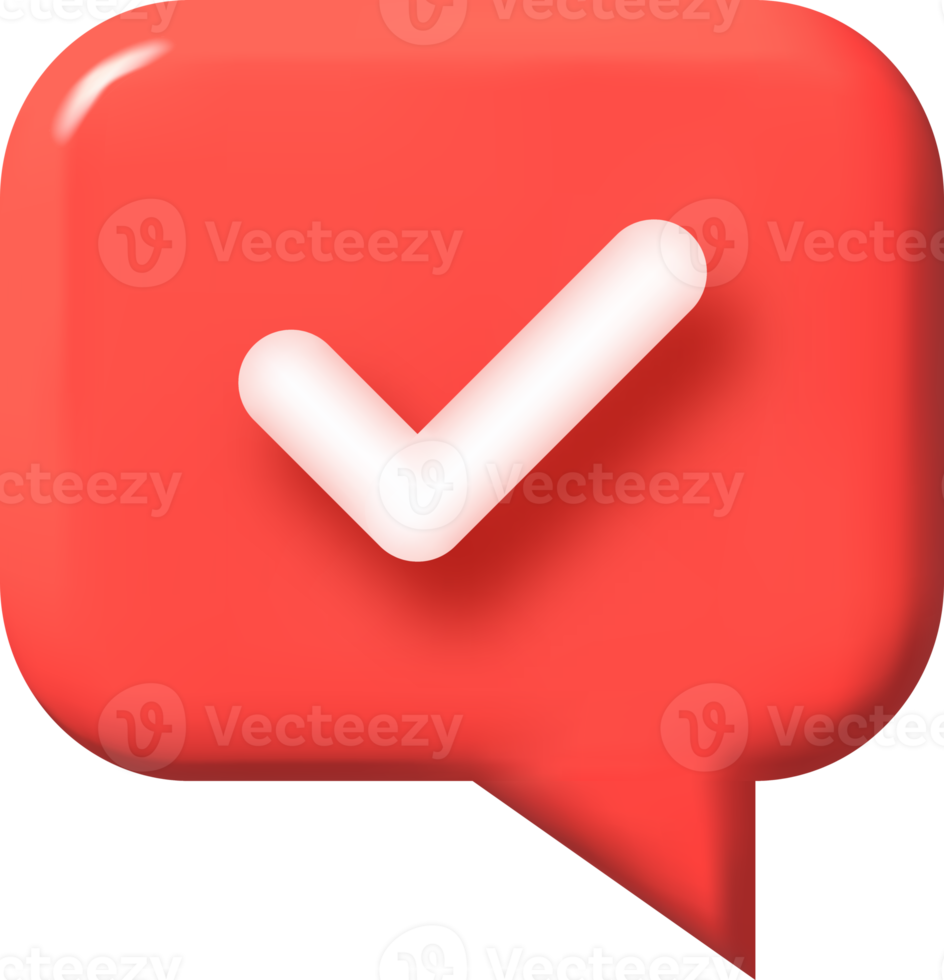 Check mark confirmation and approval icon. 3d illustration. png