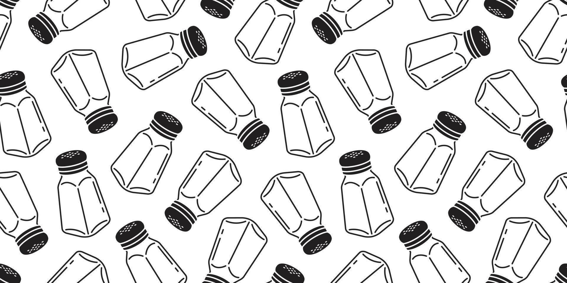 pepper seamless pattern Salt sugar shaker bottle isolated wallpaper background vector