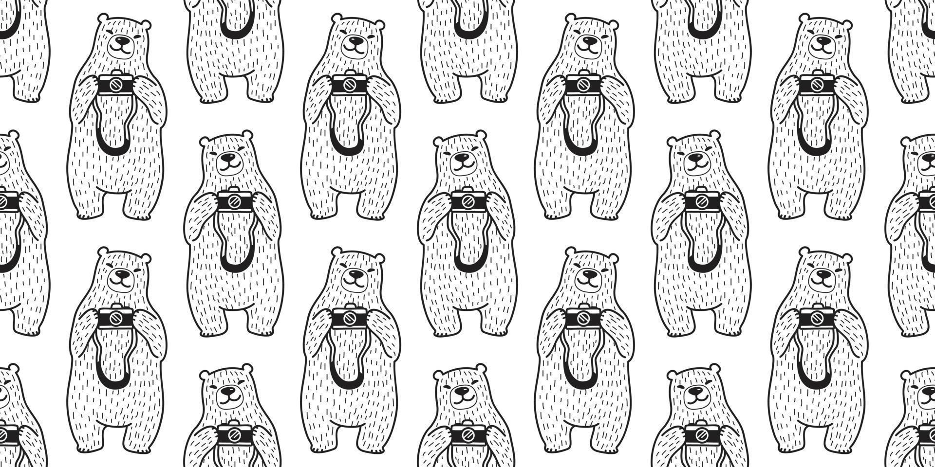 Bear seamless pattern vector Polar Bear camera photography cartoon isolated wallpaper background