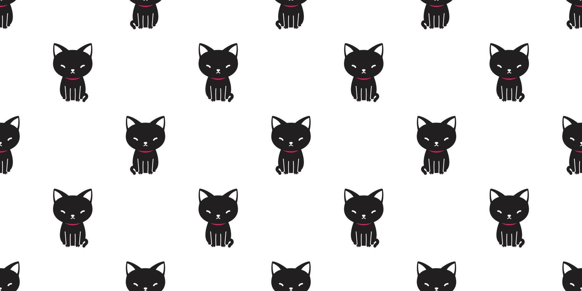 cat seamless pattern vector black cat isolated wallpaper background