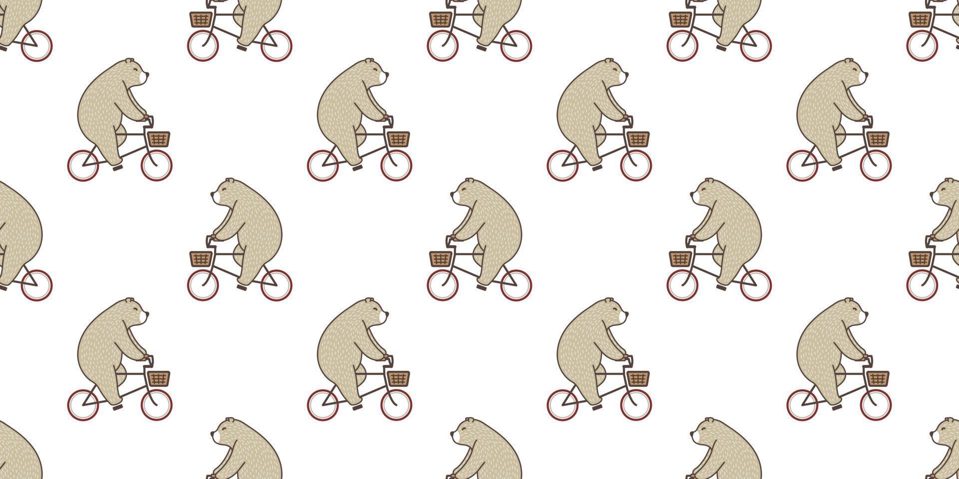 oso sin costura modelo polar oso montando bicicleta aislado fondo de pantalla antecedentes marrón vector