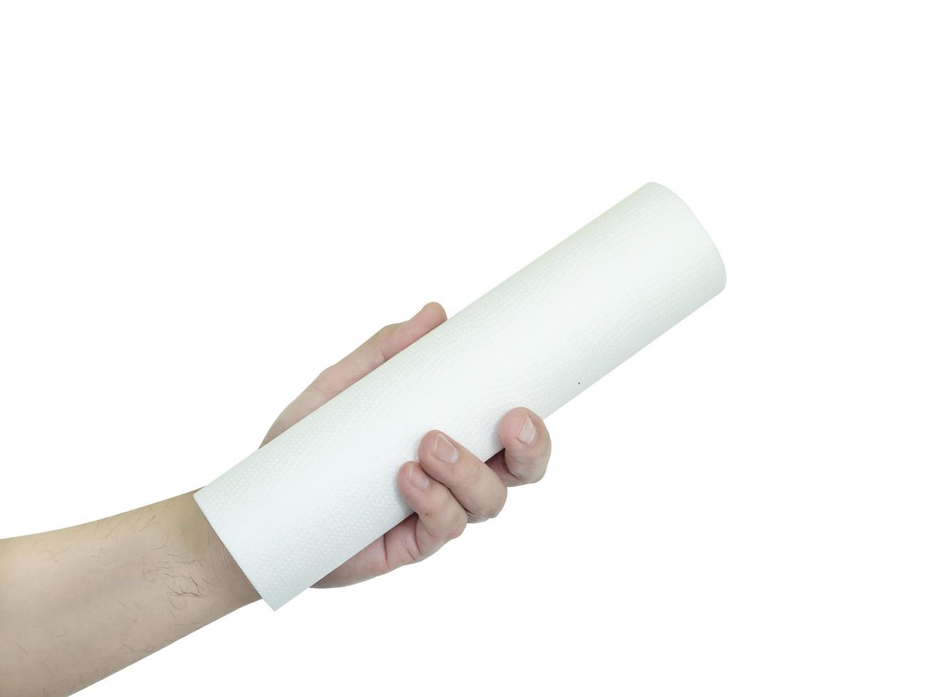 new household drinking water purifier filter tube, basic home water treatment purity system concept, isolated over white background image photo