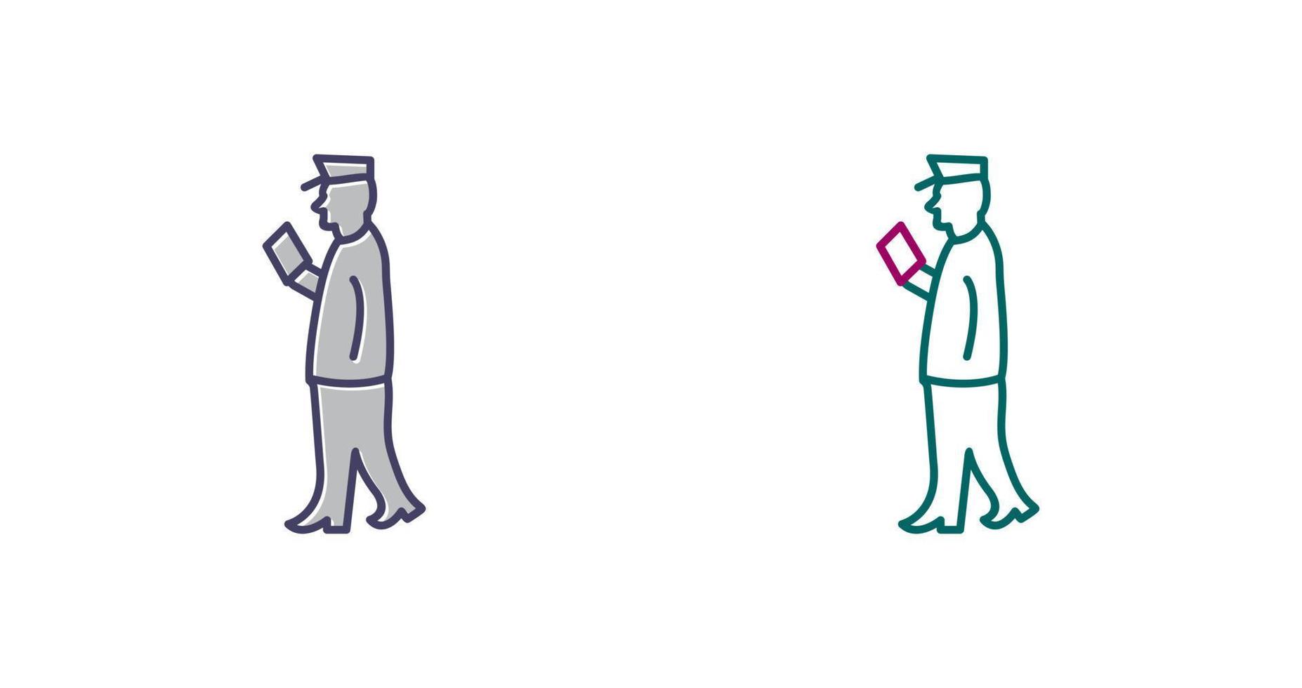 Guard Checking Passport Vector Icon