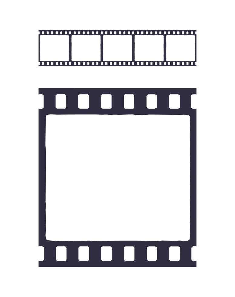 Seamless template of silhouette of cinema or photo strip. Simple black retro pattern of filmstrip for brush. Film industry. Vector illustration with outline. Clip art Isolated on white background