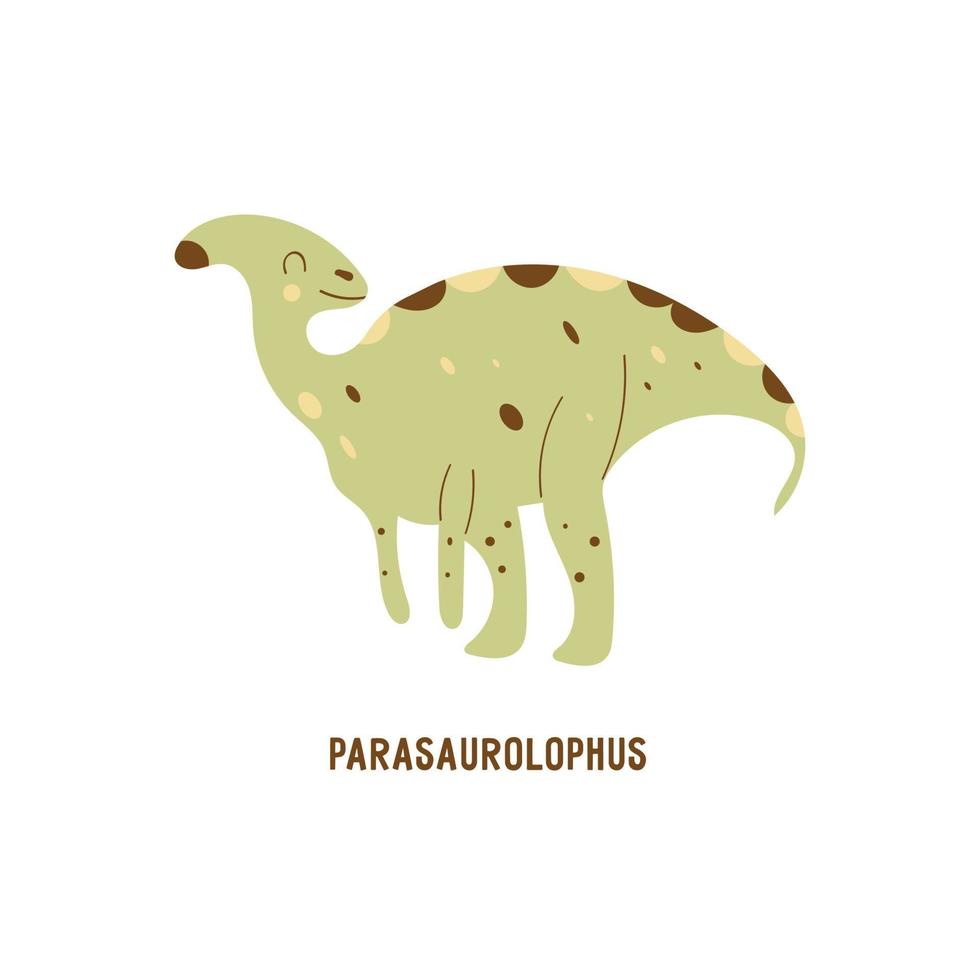 Dinosaur parasaurolophus. Hadrosaurus. Isolated vector hand drawn