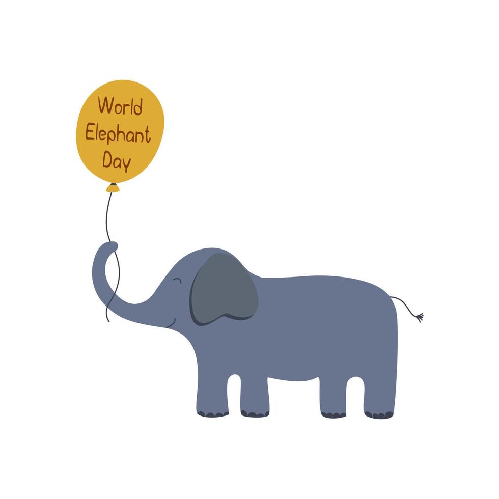 Cute blue elephant with a balloon vector cartoon