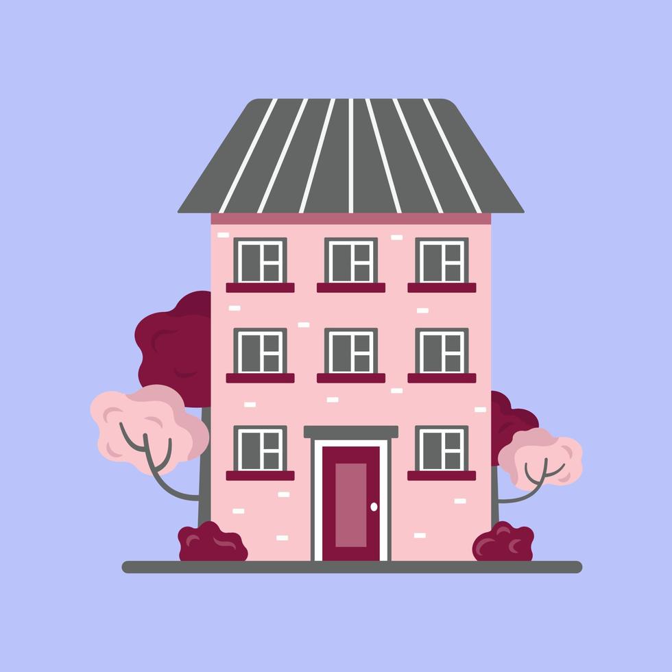 Cute house with trees and bushes. Sweet home vector2 vector