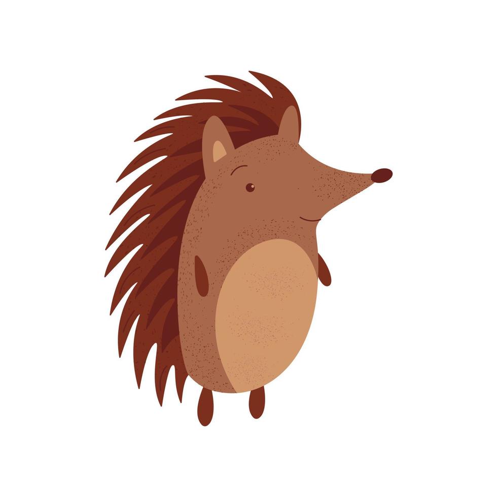 Cute hedgehog standing. Cartoon vector isolated. Card