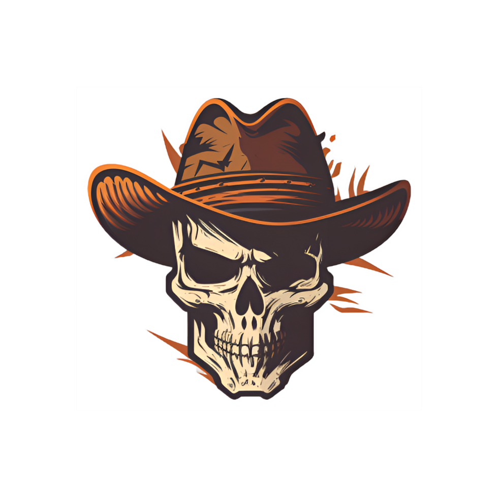 vaquero cráneo sombrero.generativo ai png