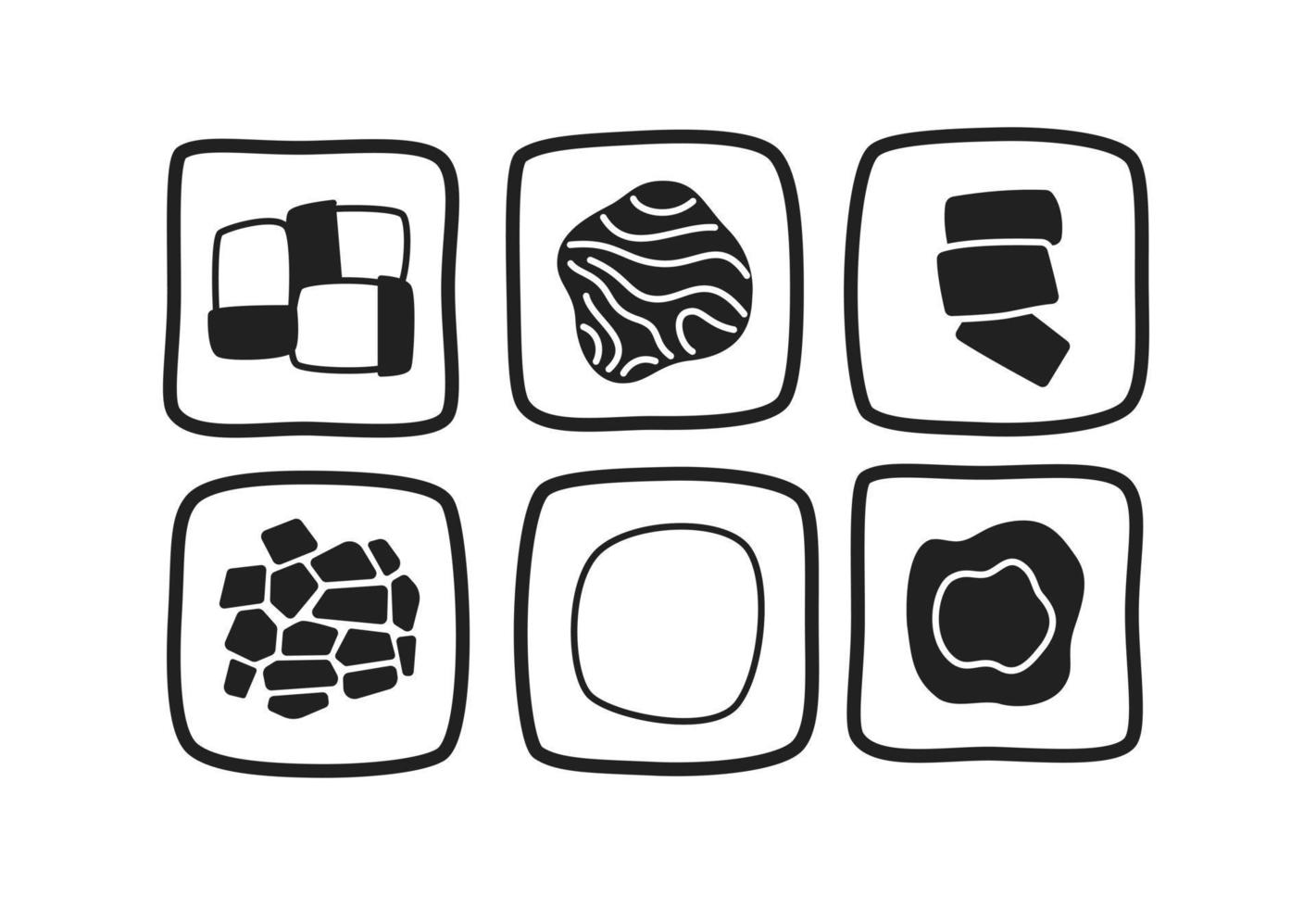 Maki rolls assortment monochromatic flat vector object. Sushi set from japanese restaurant menu. Editable thin line icon on white. Simple bw cartoon spot image for web graphic design, animation