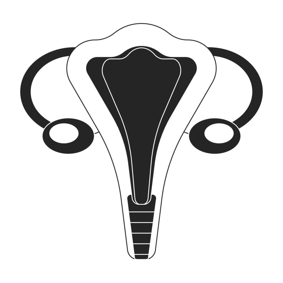 Female reproductive system flat line black white vector object. Internal anatomy. Editable cartoon style icon. Simple isolated outline spot illustration for web graphic design and animation