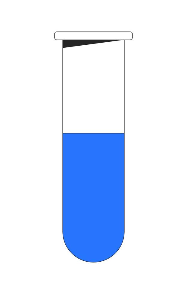 Test tube with liquid flat line color vector object. Editable lineart icon on white. Chemistry lab equipment. Simple outline cartoon style spot illustration for web graphic design and animation