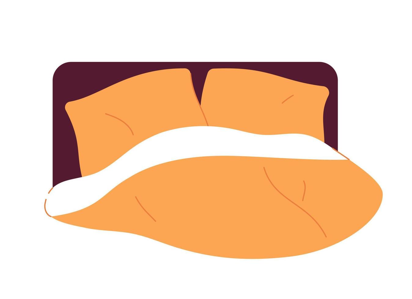 lecho y colchón para bueno dormir semi plano color vector objeto. cama hojas y almohadas editable dibujos animados acortar Arte icono en blanco. sencillo Mancha ilustración para web gráfico diseño y animación