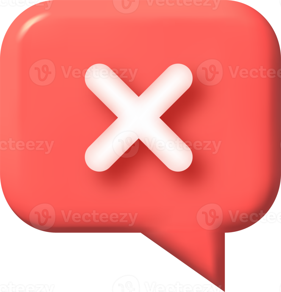 Cross ban and error icon. 3d illustration. png