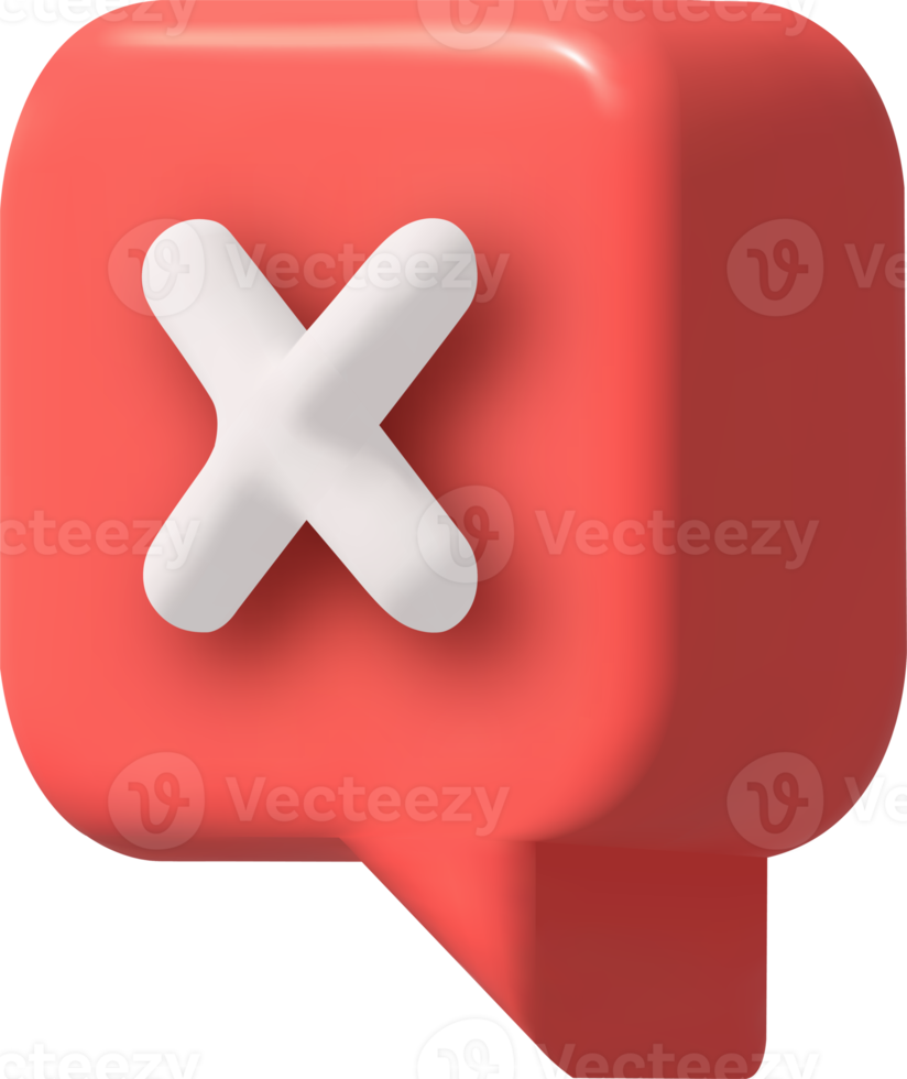 Cross ban and error icon. 3d illustration. png