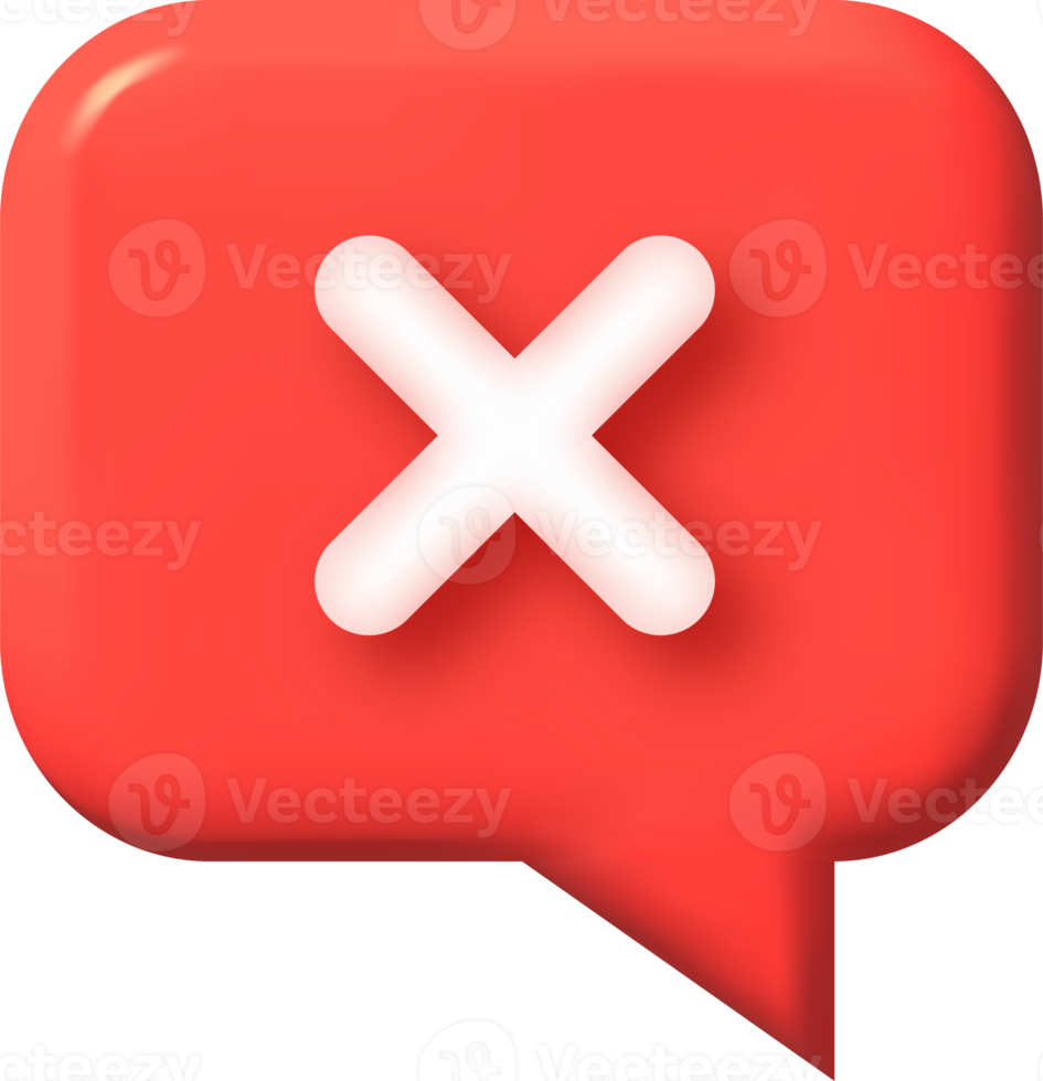 Cross ban and error icon. 3d illustration. png