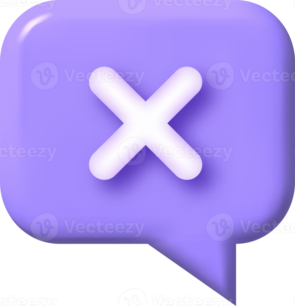 Cross ban and error icon. 3d illustration. png