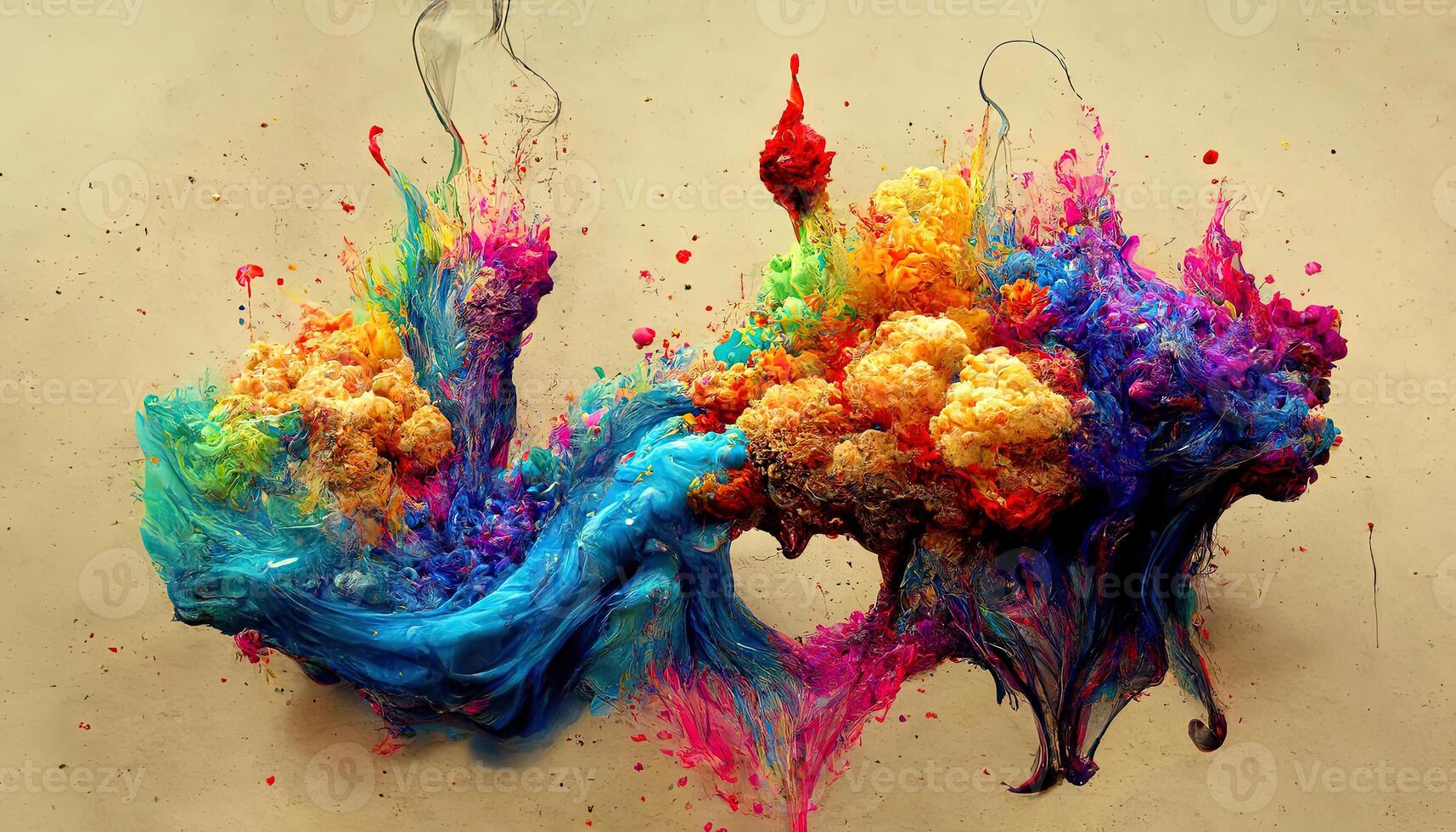 Elevated view of multicolored holi colors. photo