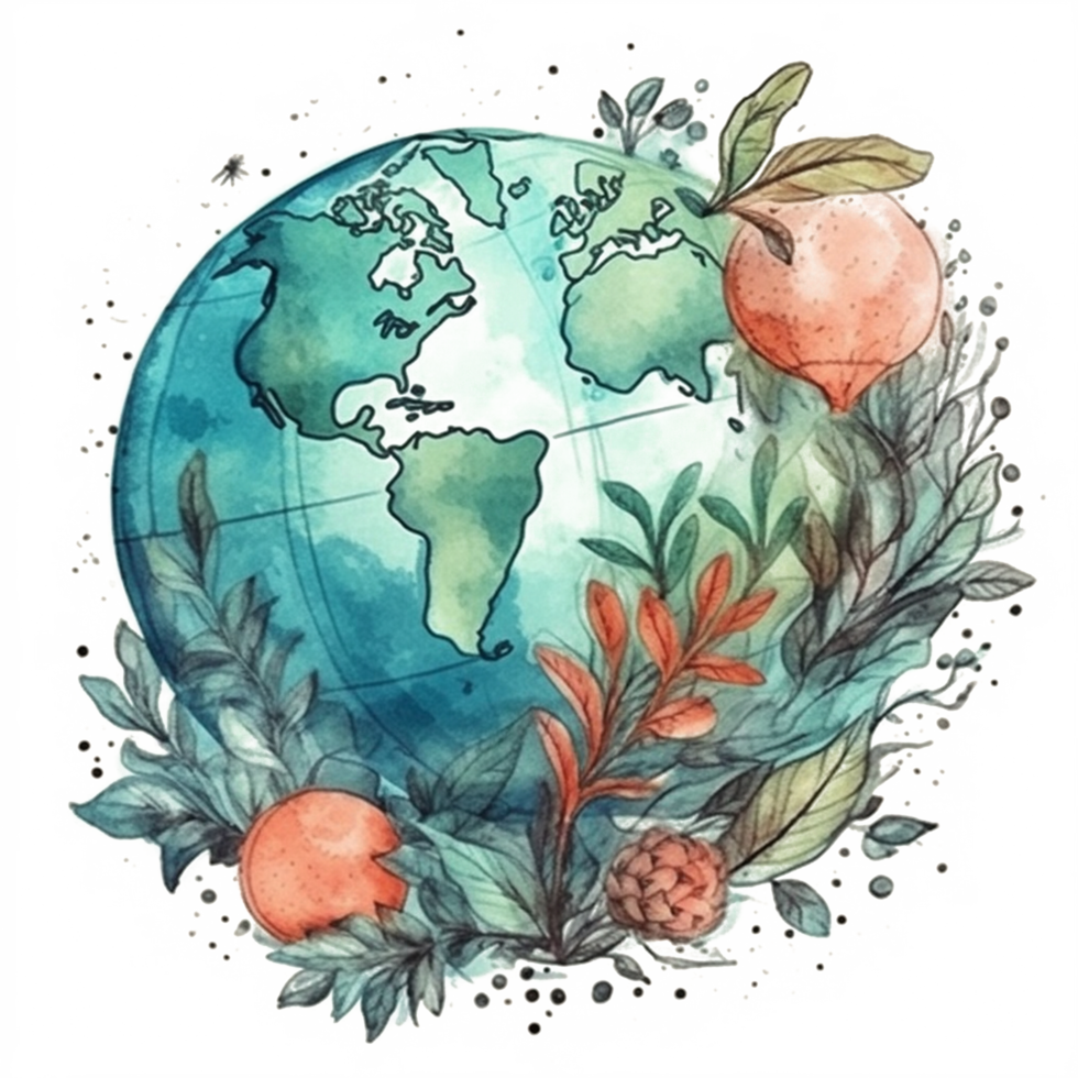 watercolor painting about Earth Day png