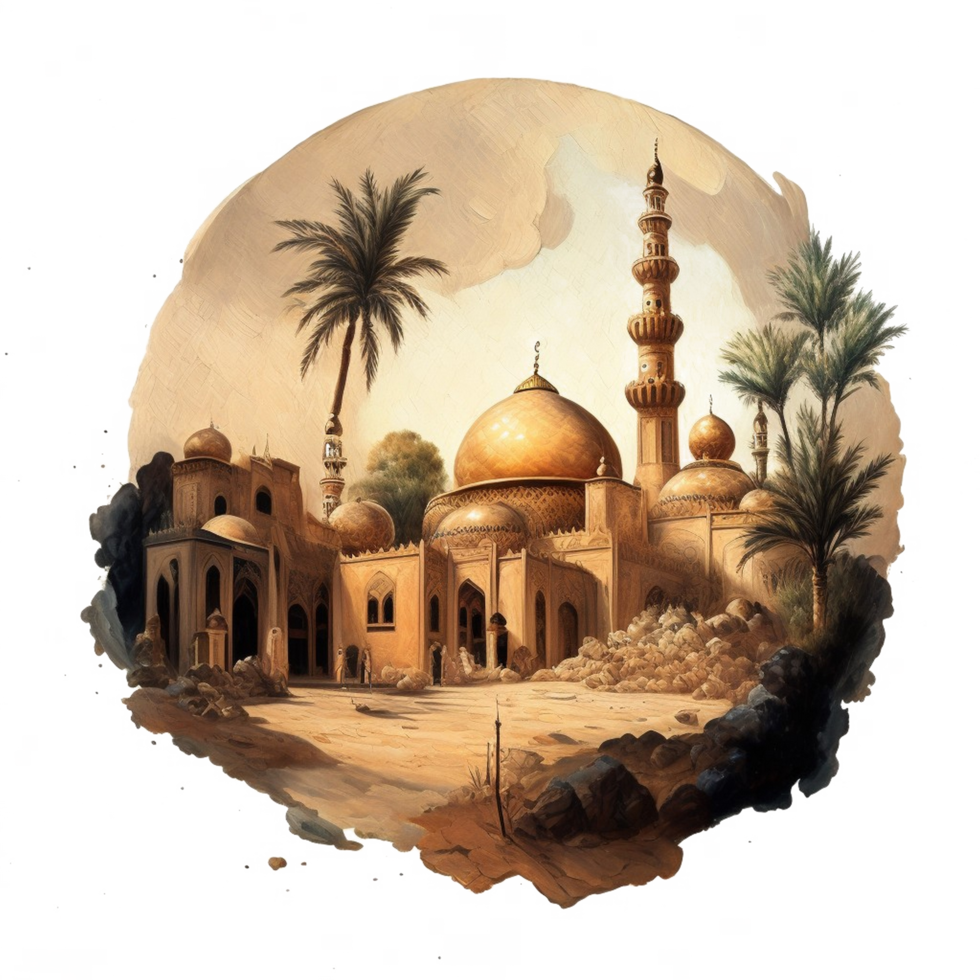 Watercolor painting of a mosque png