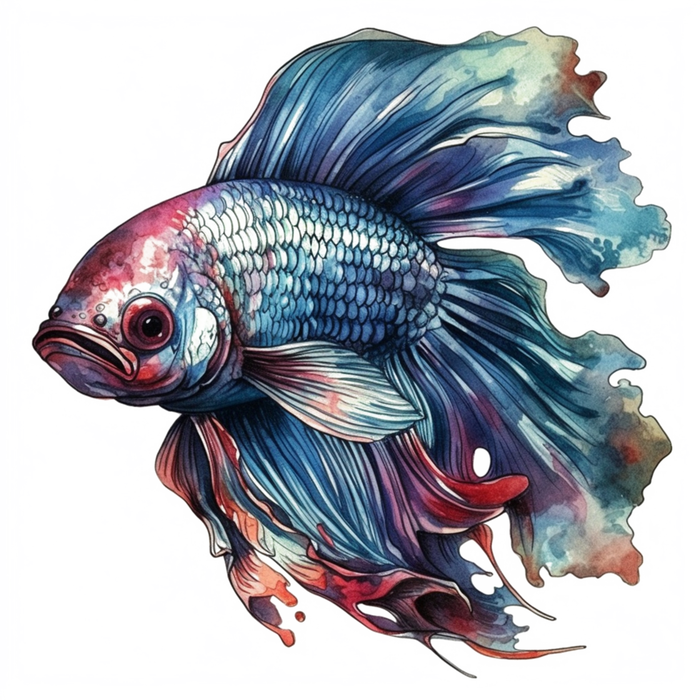 Aquarell Gemälde von Betta Fisch png