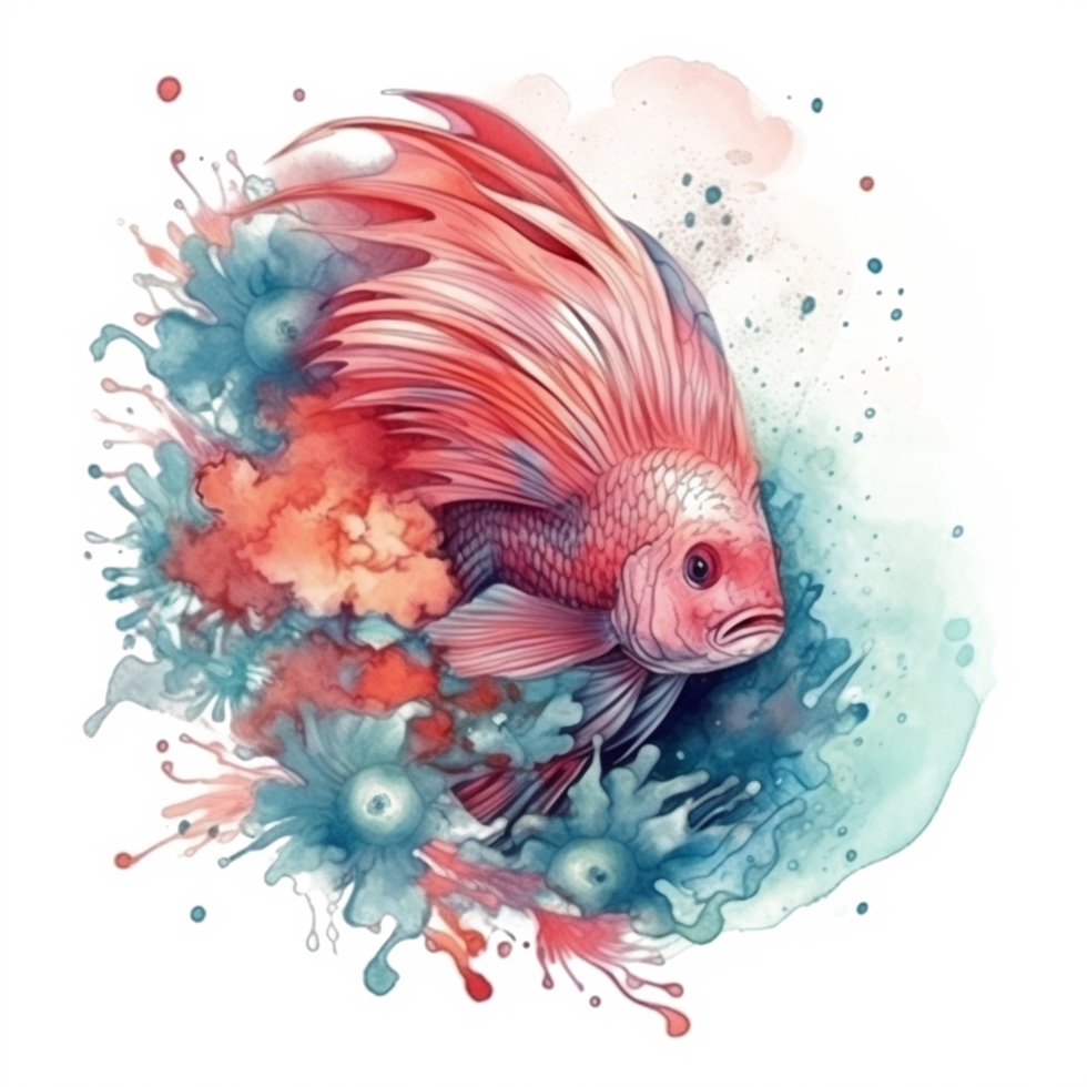 Watercolor painting of betta fish png